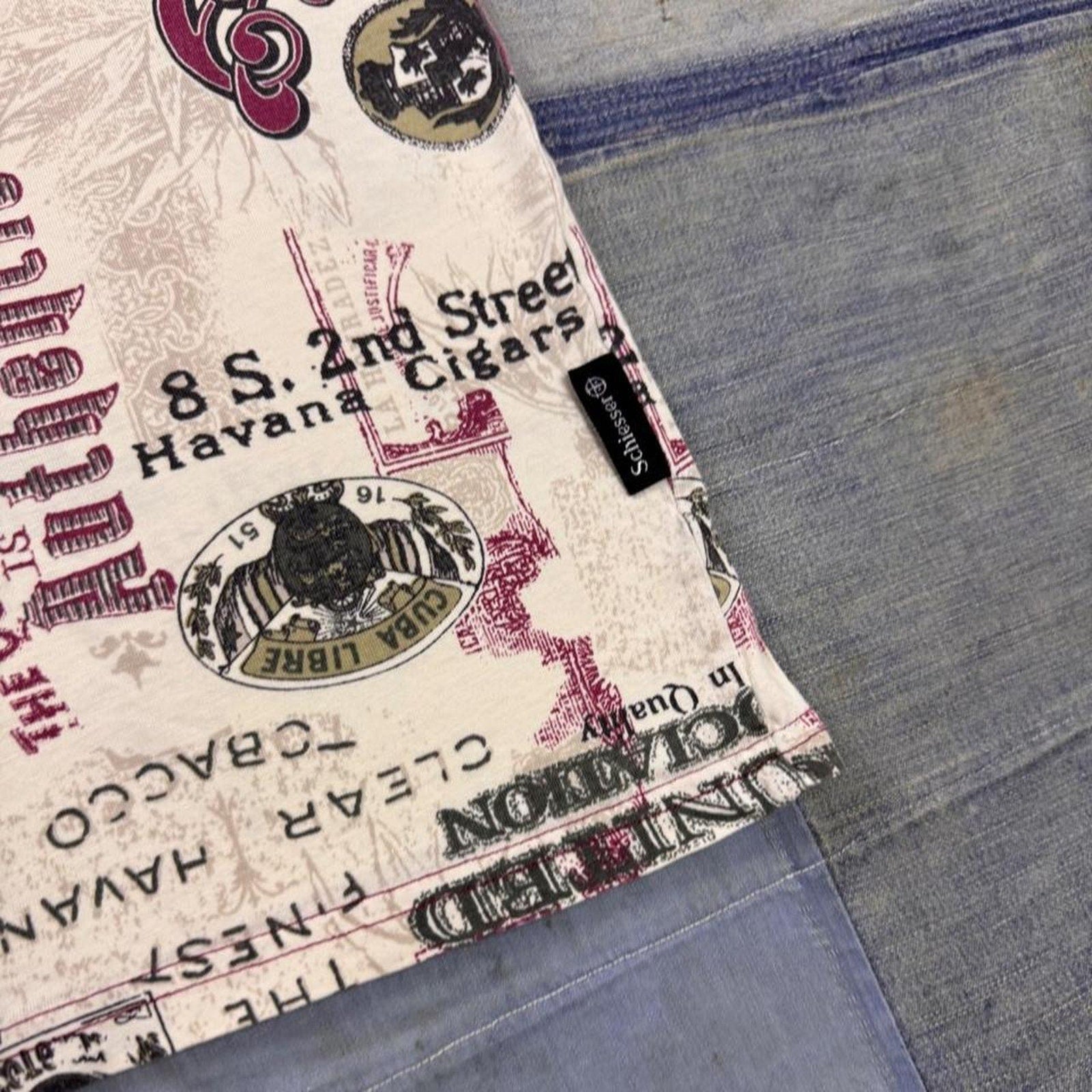 1990s Schiesser Cuba Cigars All Over Print Pocket Tee | Medium