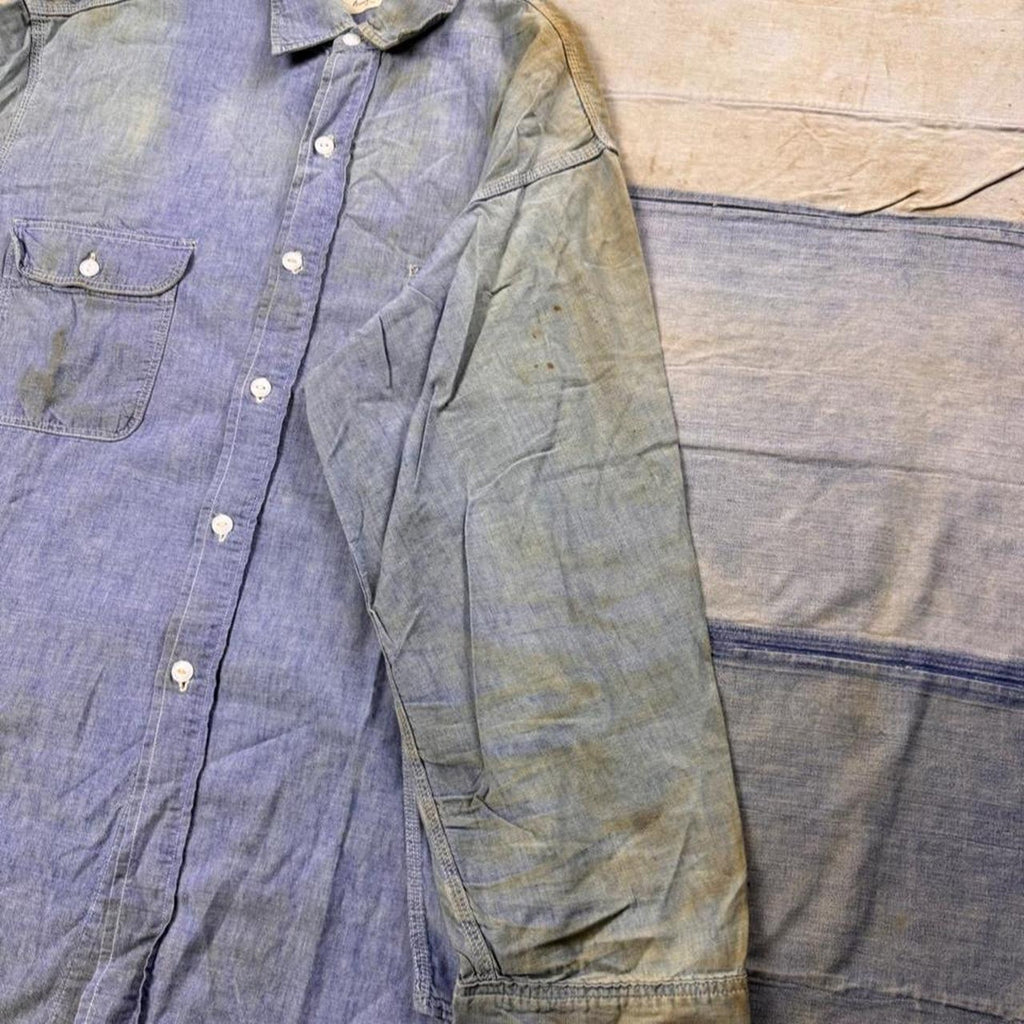 1950s Penneys Big Mac Sanforized Chambray Work Shirt | XL