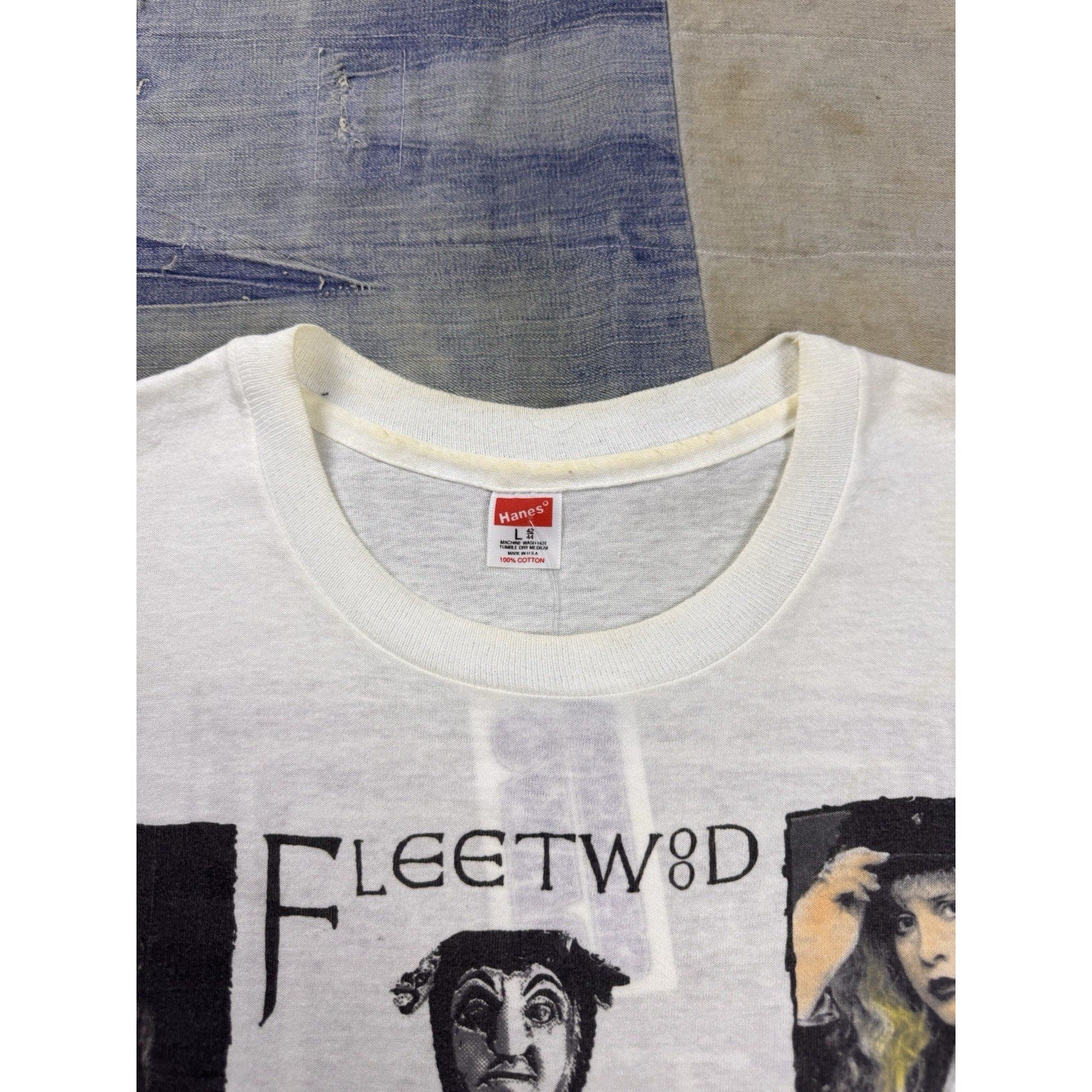 Vintage 1990 Fleetwood Mac Behind The Mask Tour T Shirt Hanes USA Size L White