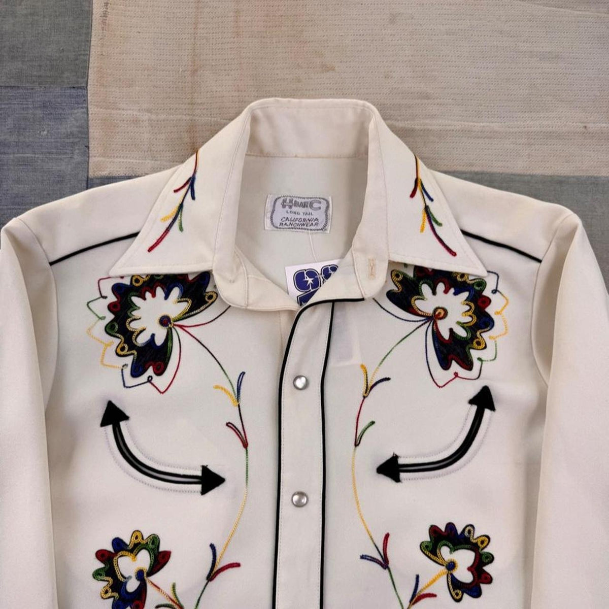 1970s H Bar C California Ranchwear Embroidered Pearl Snap Western Shirt | Medium