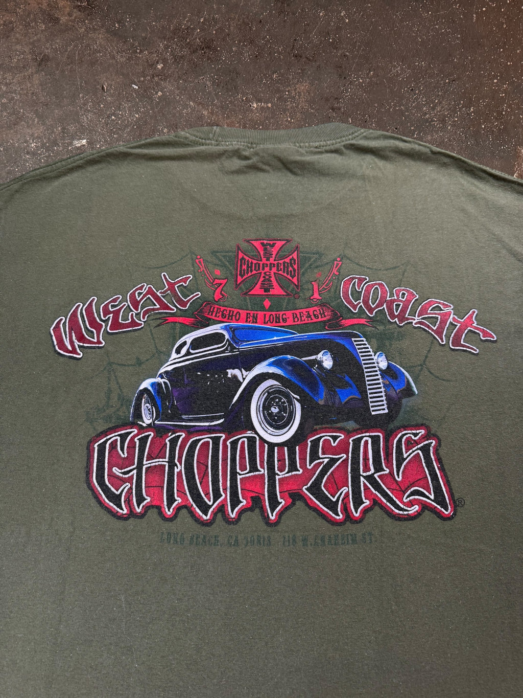 2000s West Coast Choppers Army Green T Shirt | Large