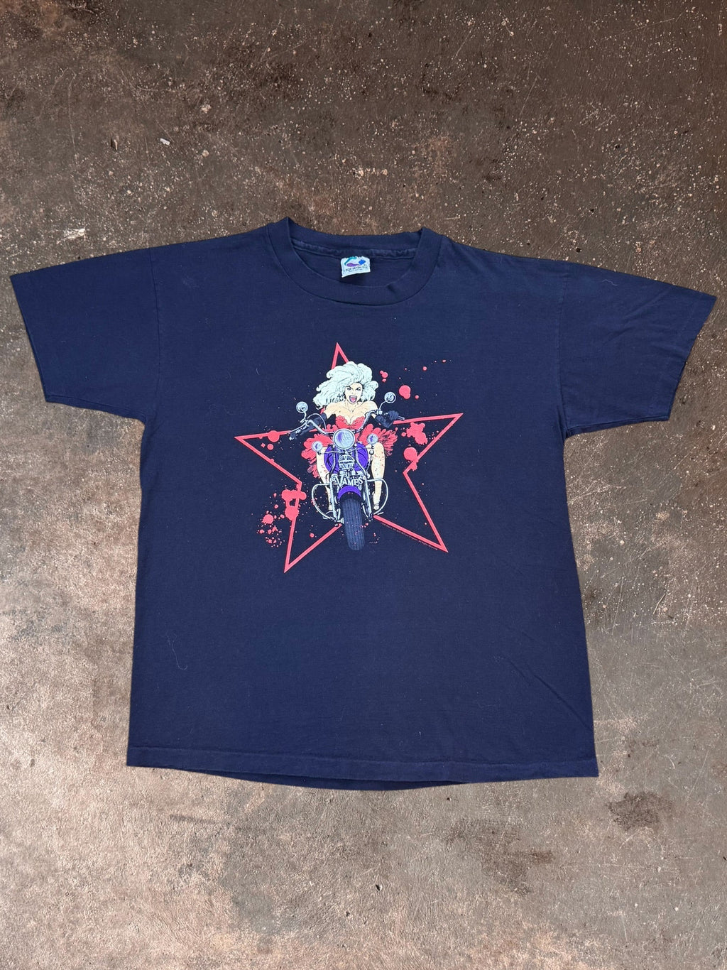 1990s Liquid Blue Vamps Black Shirt| XL