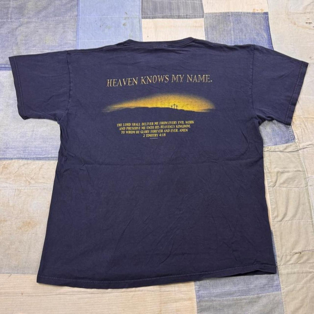 2000s Jesus “Because of Him” Christian Cross Tee | XL