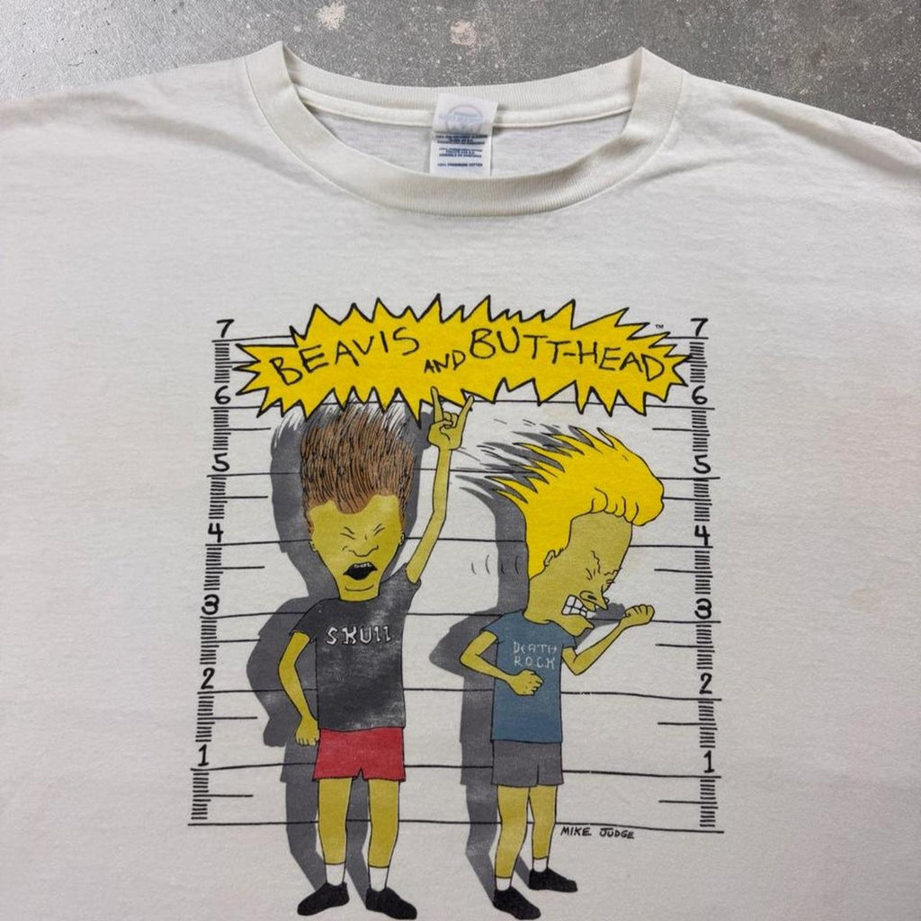 1990s Beavis and Butt-Head Mugshot Death Rock Tee | XL