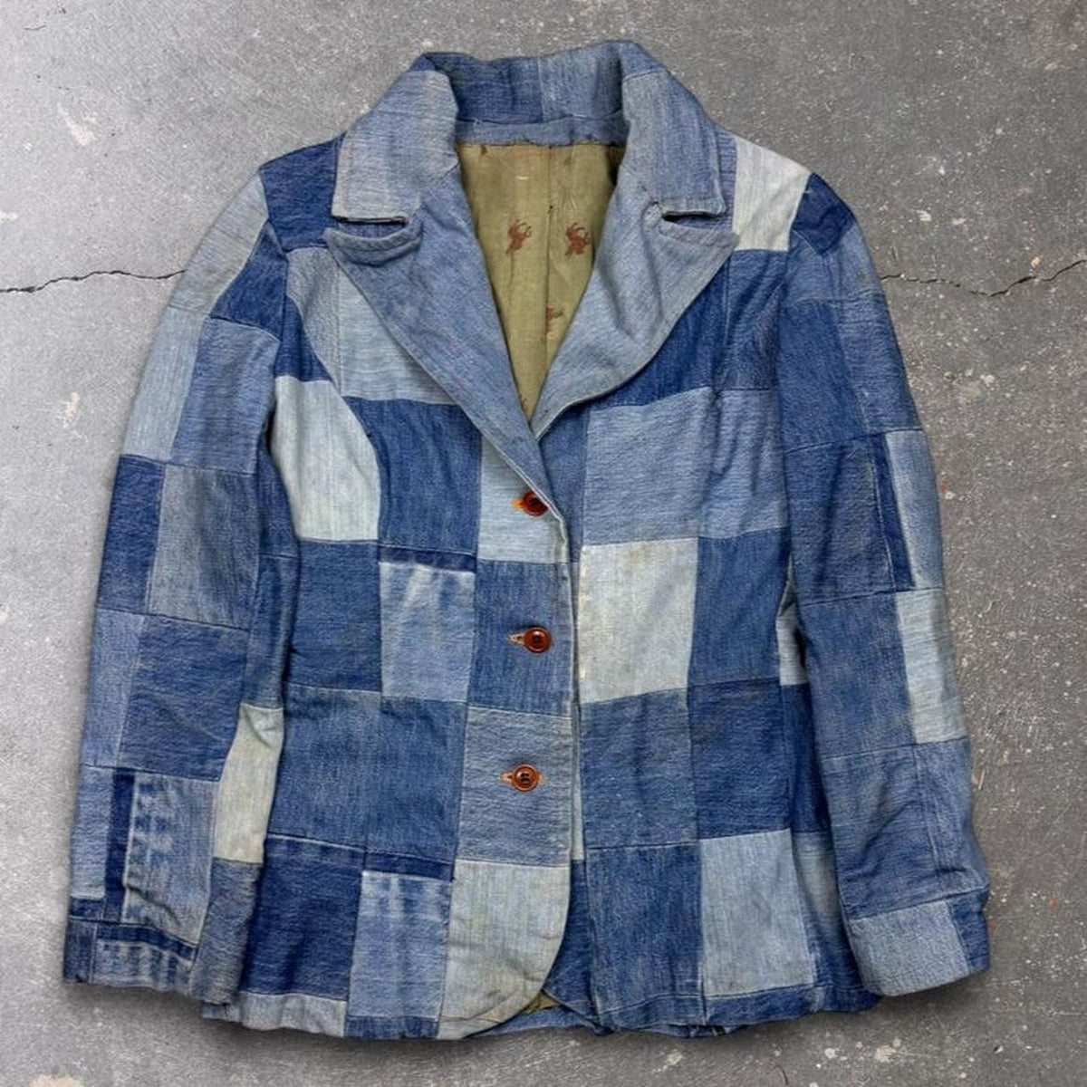 1970s Patchwork Denim Blazer | S