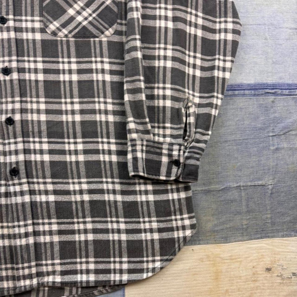 1990s Dickies Black and White Plaid Flannel Shirt | XL