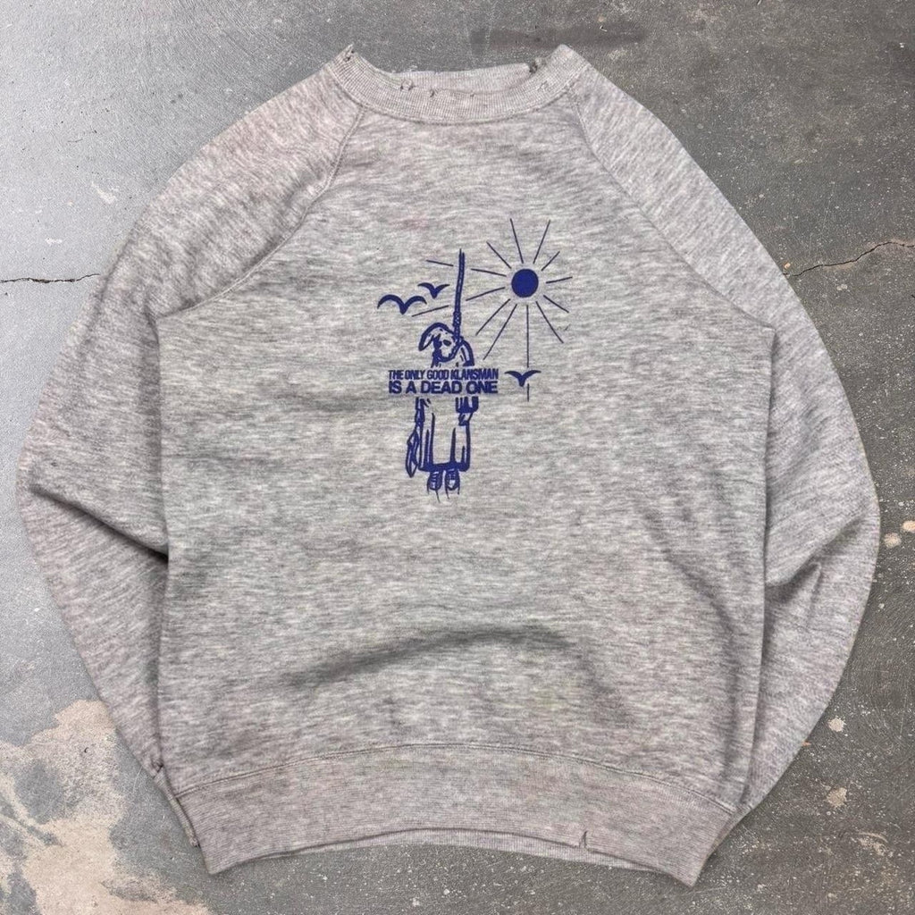 Vintage The Only Good Klansman Is A Dead One Sweatshirt Gray USA Size M Kill KKK
