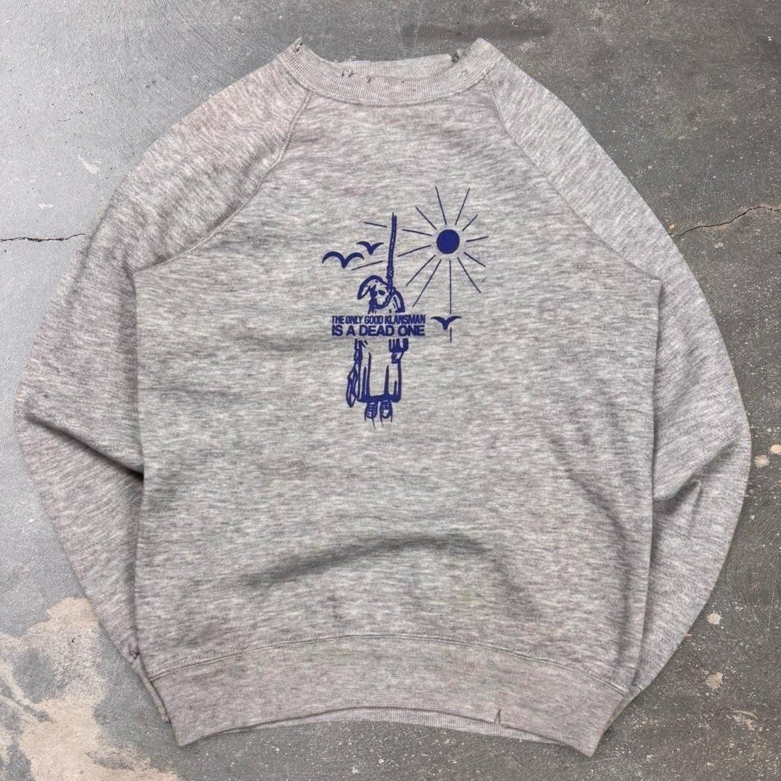 Vintage The Only Good Klansman Is A Dead One Sweatshirt Gray USA Size M Kill KKK