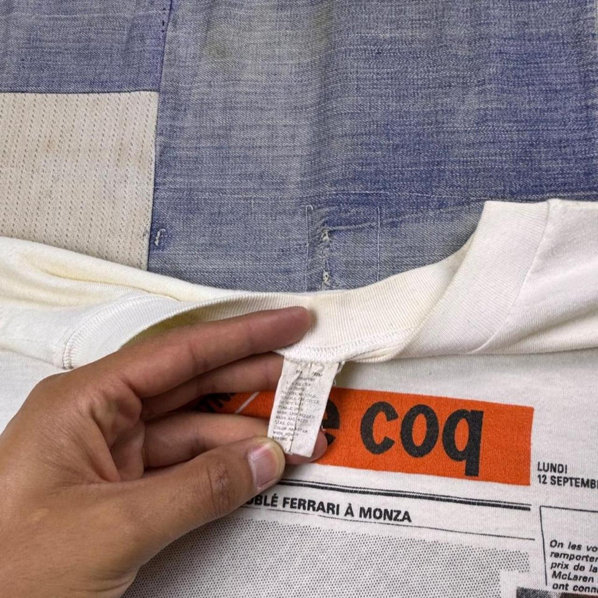 1990s Le Coq Sportif “Le Coq” Sports News Newspaper Graphic Tee | Large