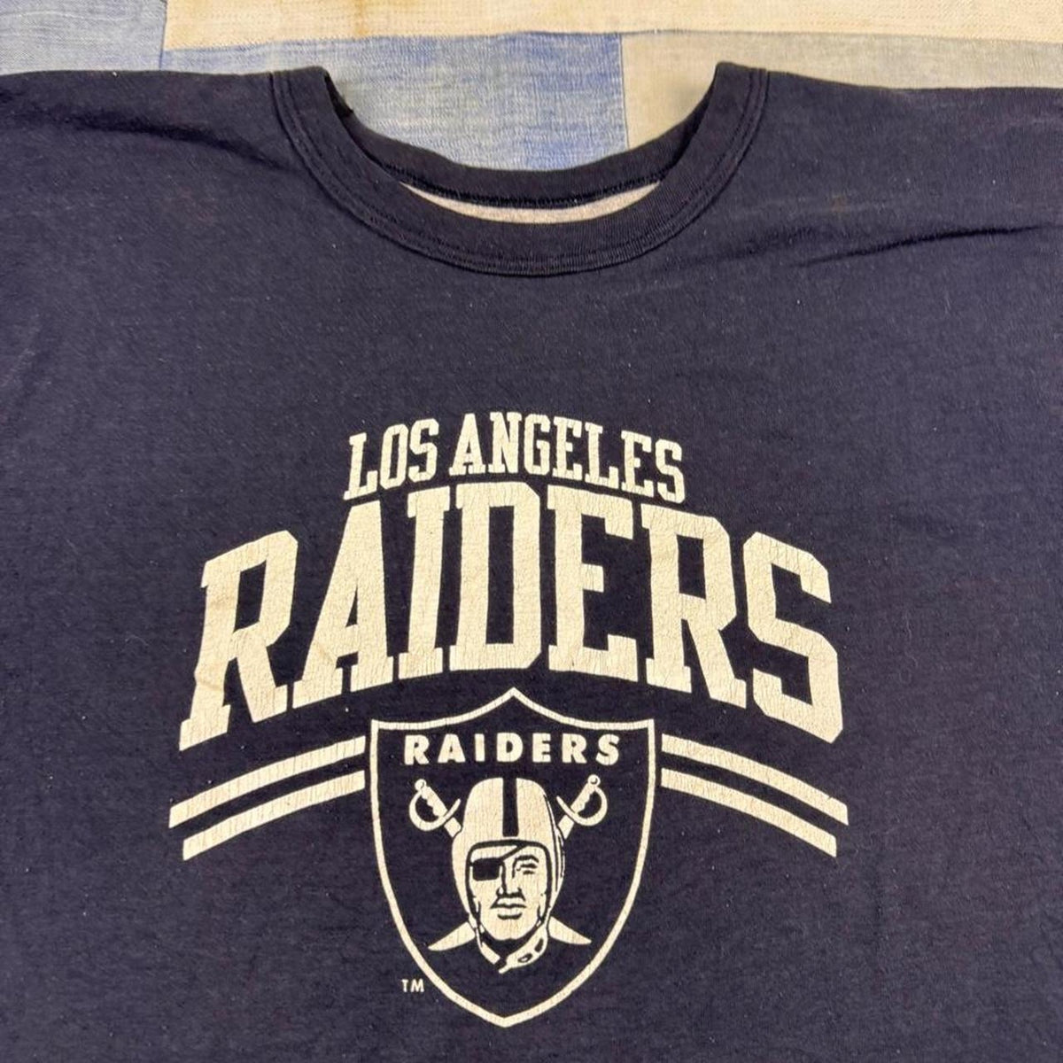 1980s Los Angeles Raiders Champion Double Face T Shirt NFL Football | Large