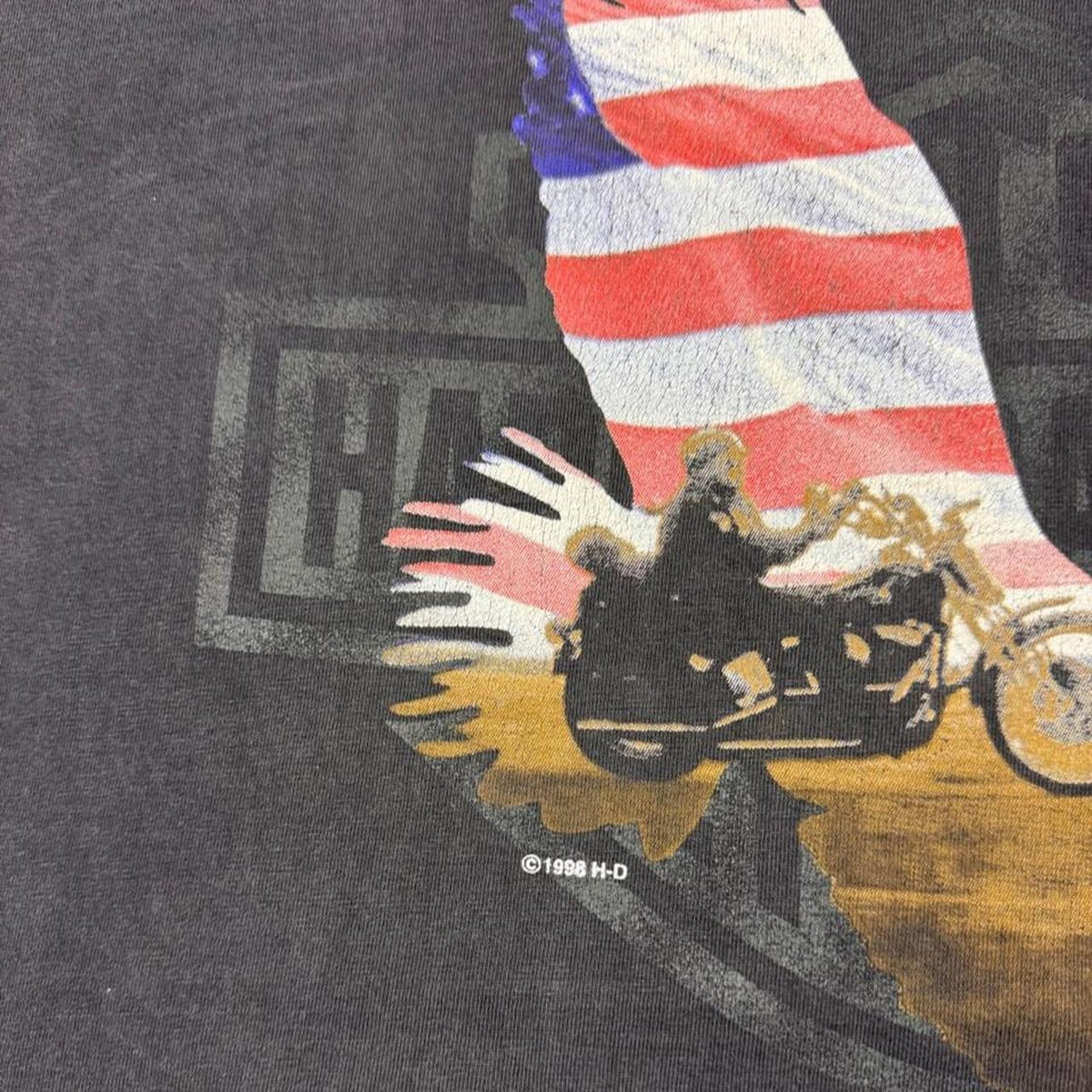 1998 Harley-Davidson Free The Spirit Eagle American Flag Münster Tee | 2XL