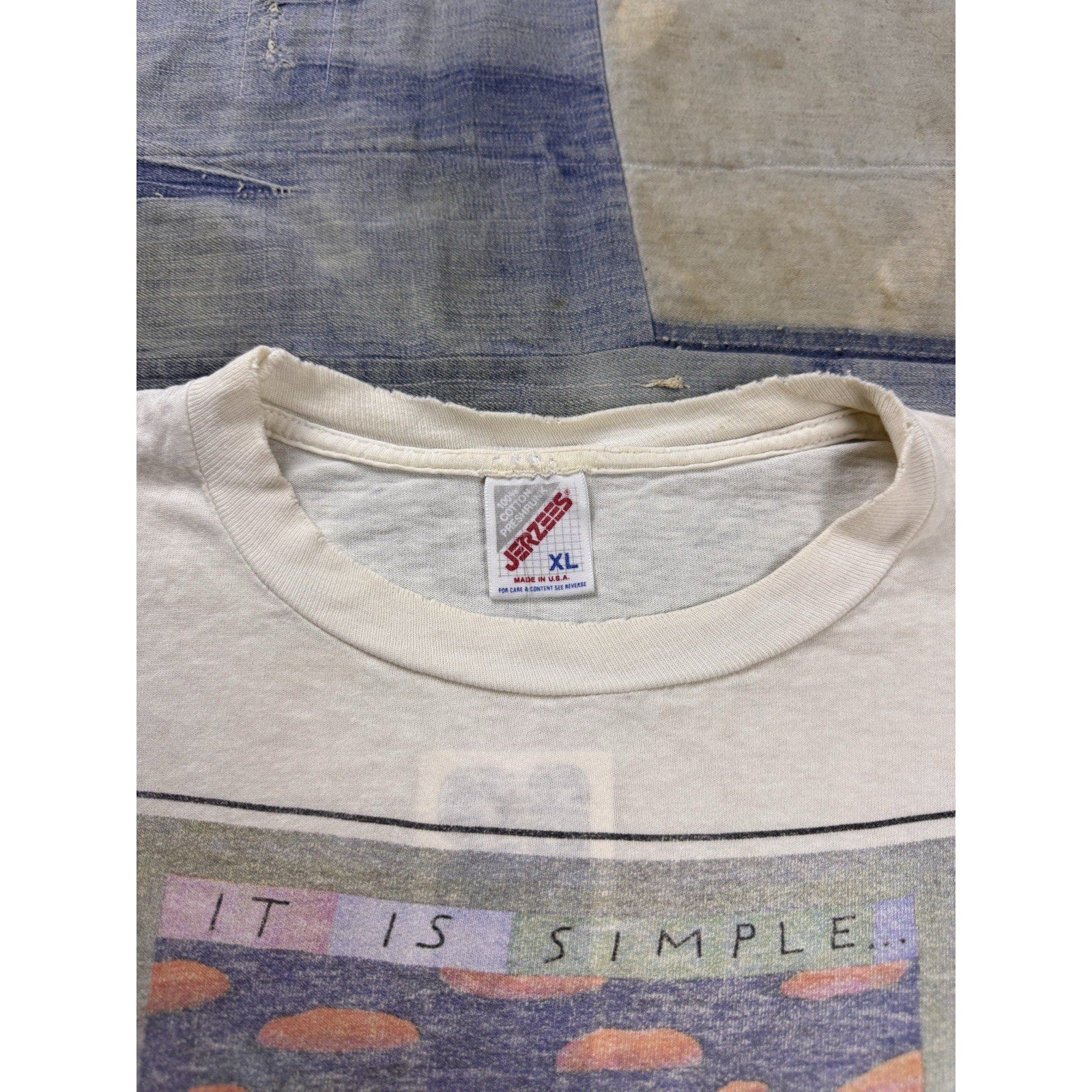 Vintage 90s Jerzees "It Is Simple" Quote Graphic Art T Shirt XL USA Made
