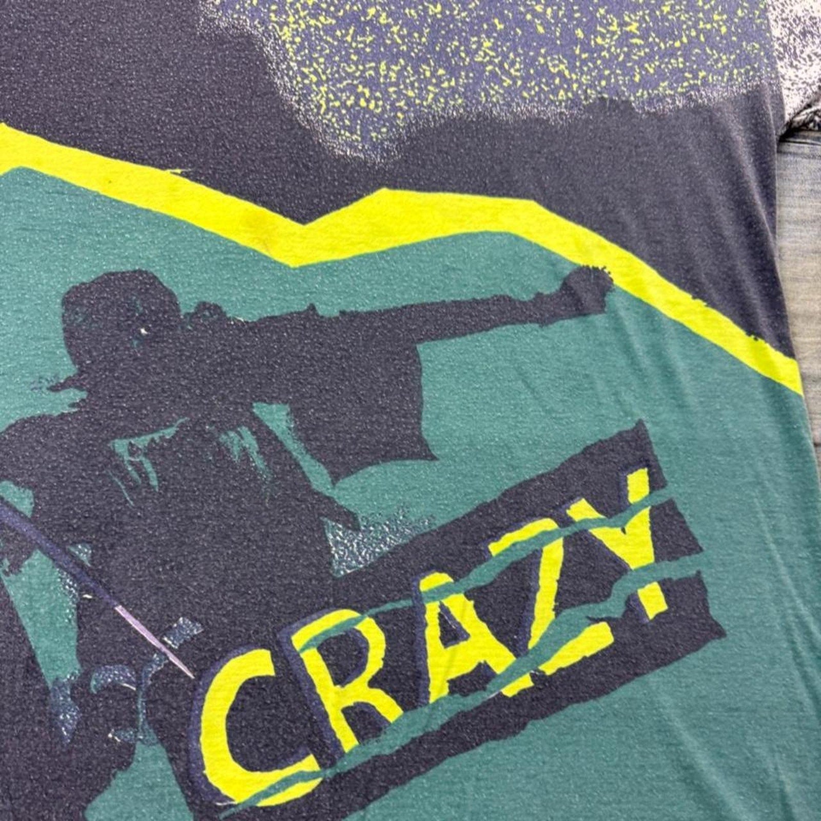 1990s Acquittus Project “CRAZY” All Over Print Tee | XL