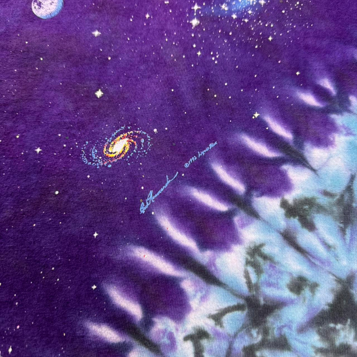 1990s Liquid Blue Earth Planet Galaxy Tie Dye Tee | XL