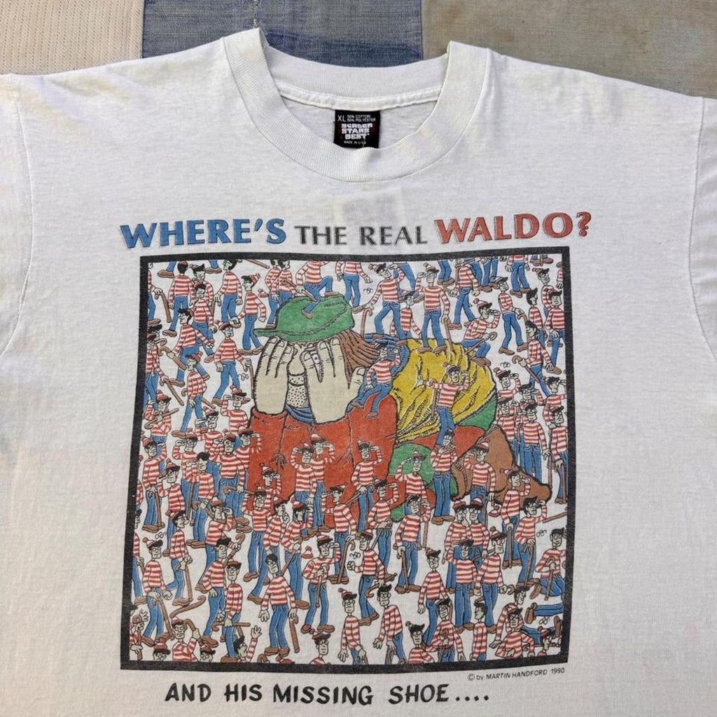1990 Where's Waldo Missing Shoe Graphic Tee | XL