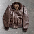1970s–80s USN G-1 Brown Leather Flight Jacket Mouton Collar Serval Zipper
