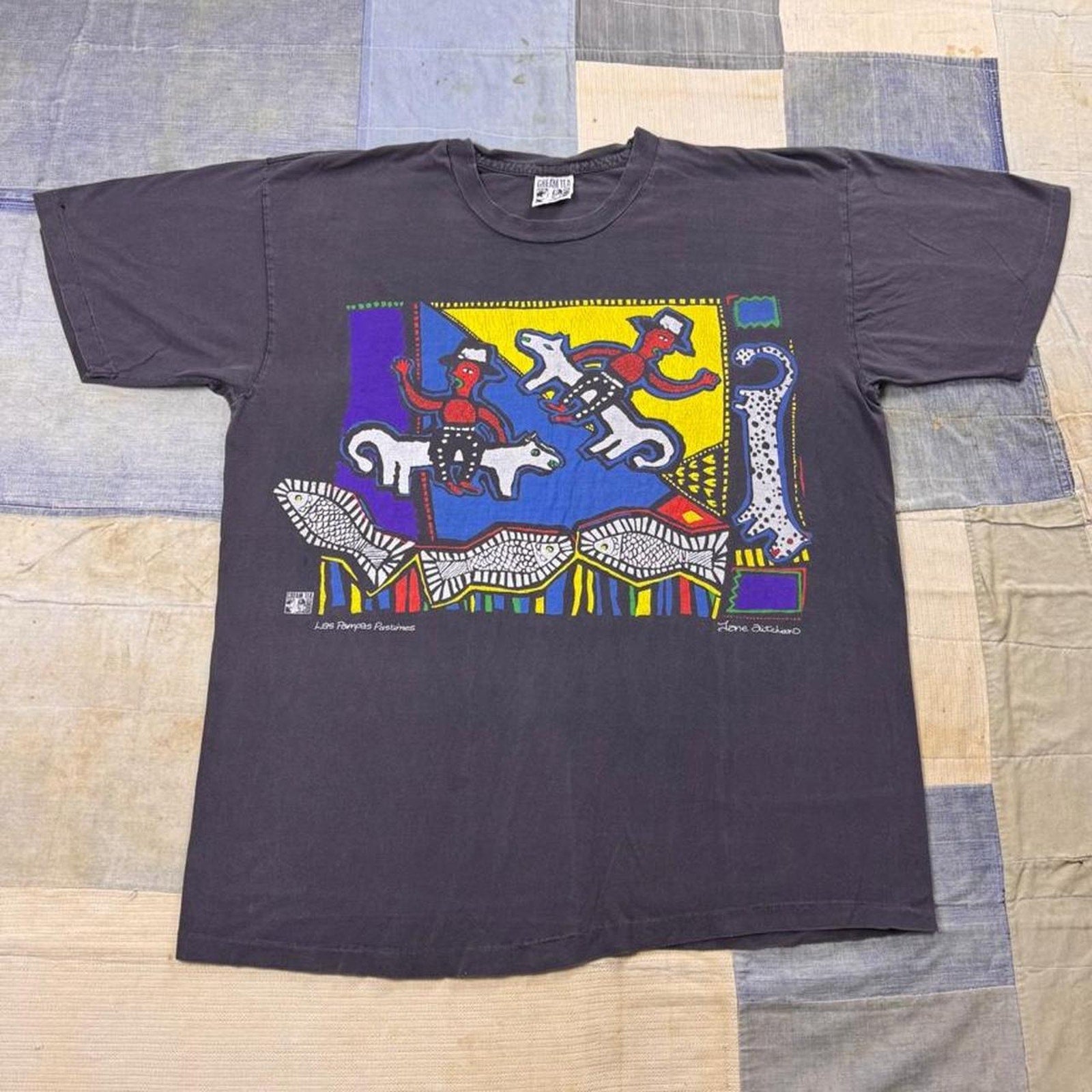 1990s Jane Altschuler Les Pompiers Palestiniens Art Tee | XL
