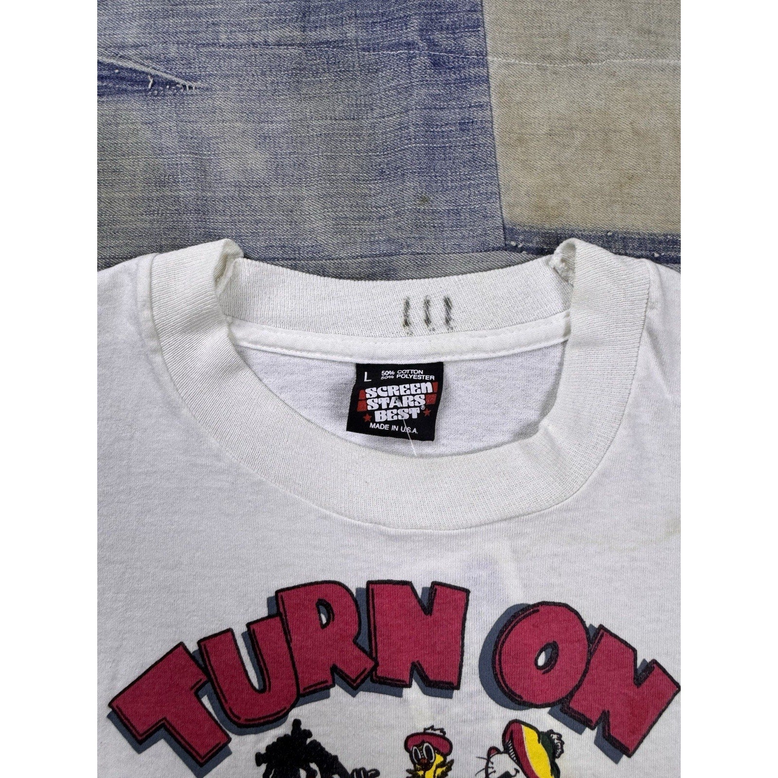 90s Warner Bros Looney Tunes Grateful Dead Parking Lot Boot T Shirt Sz L Rare