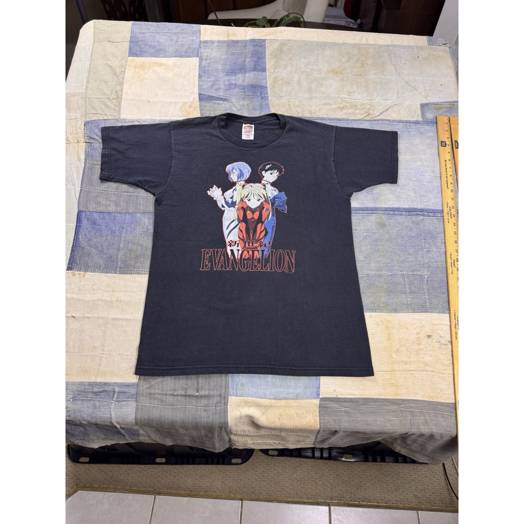 Vintage 90s Neon Genesis Evangelion Anime T Shirt L Fruit of the Loom Black