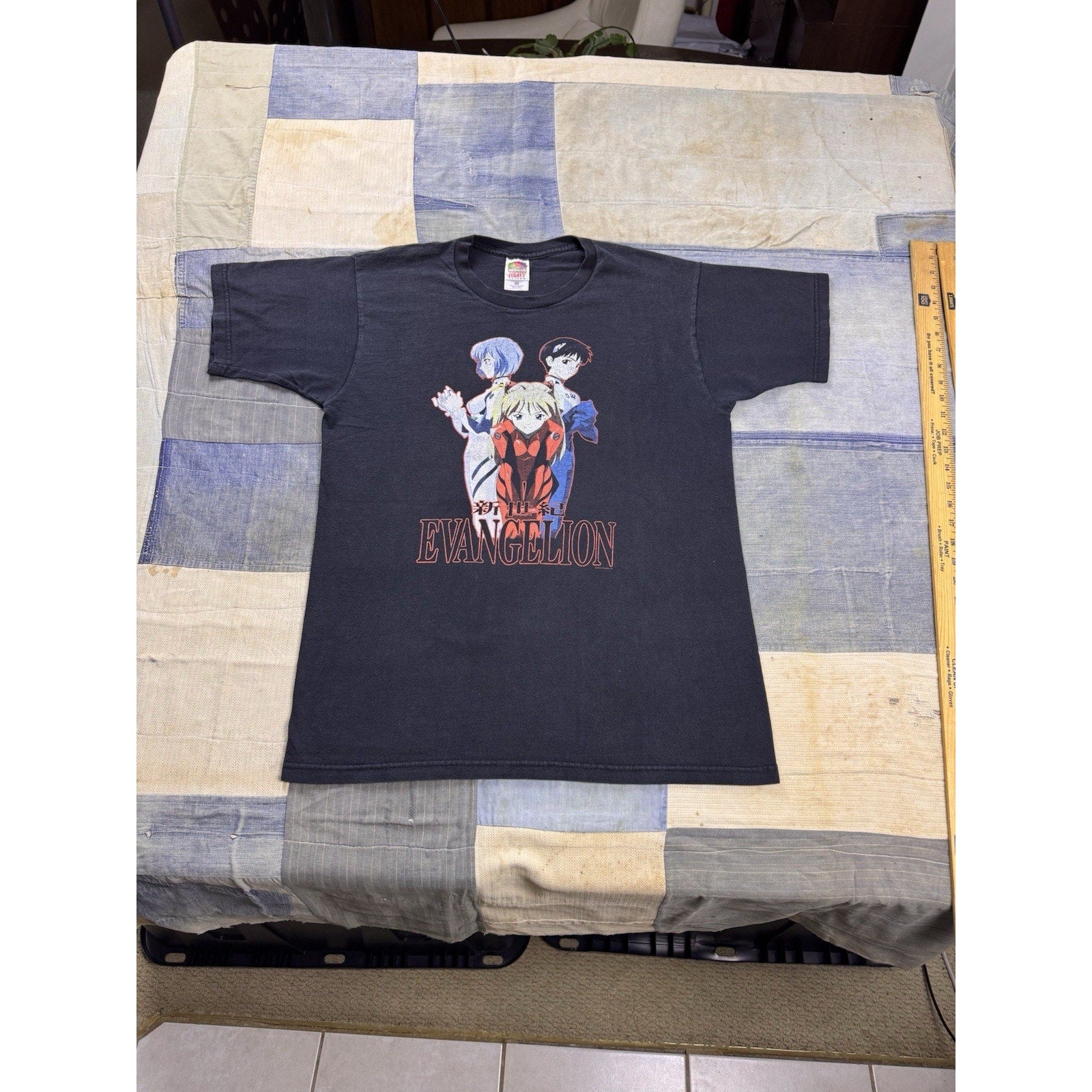 Vintage 90s Neon Genesis Evangelion Anime T Shirt L Fruit of the Loom Black