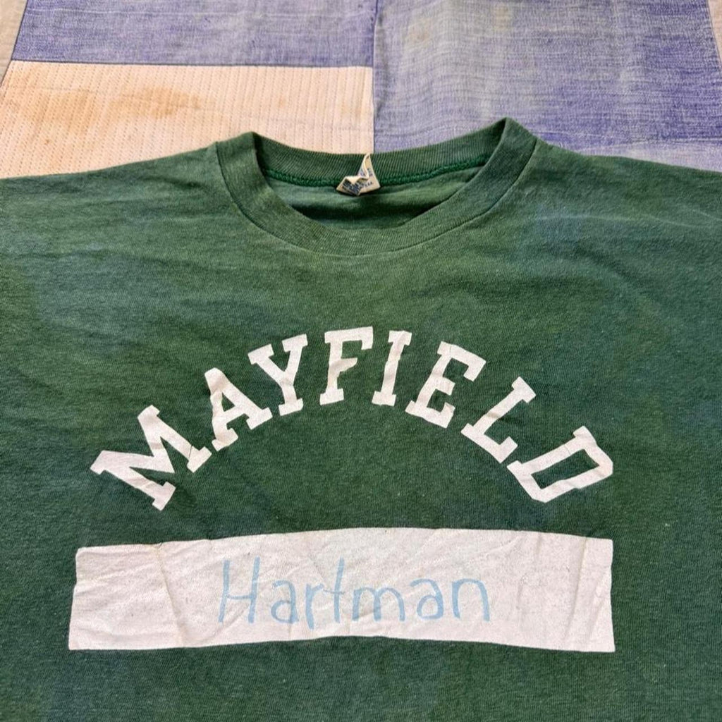 1970s Champion Blue Bar Mayfield Hartman Athletic Tee | Medium