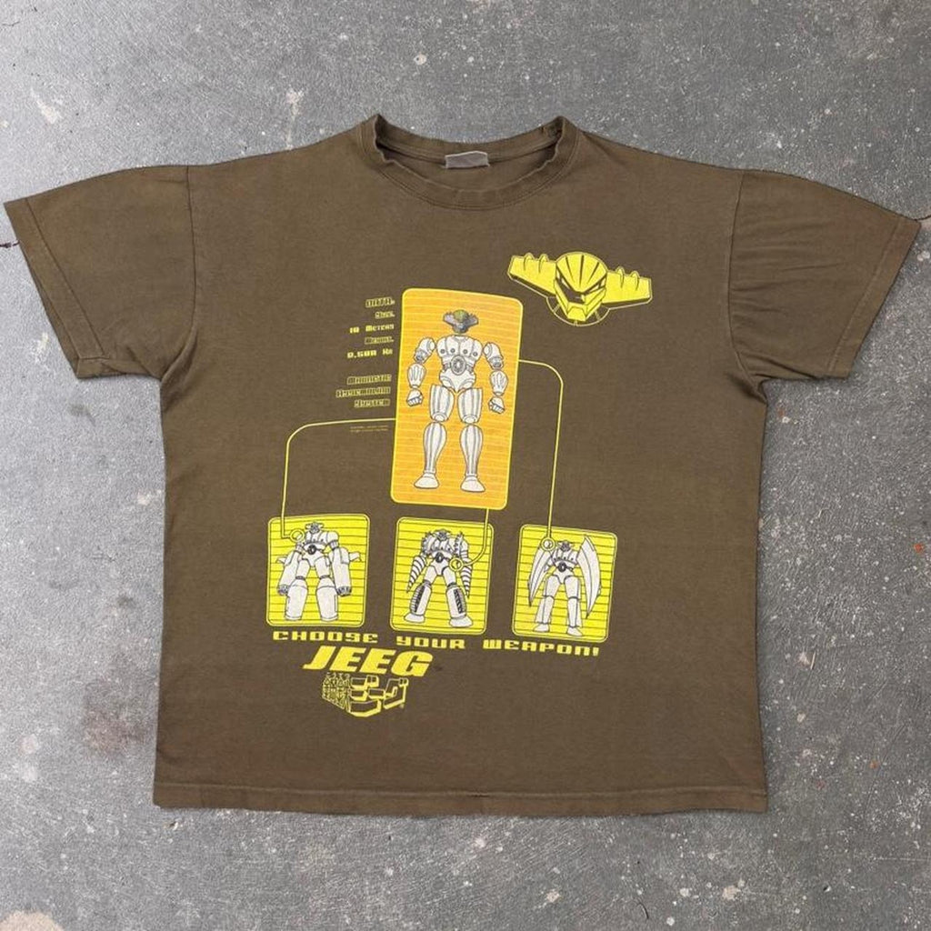 2000s Kotetsu Jeeg Choose Your Weapon Anime Robot Graphic Tee Brown | Large