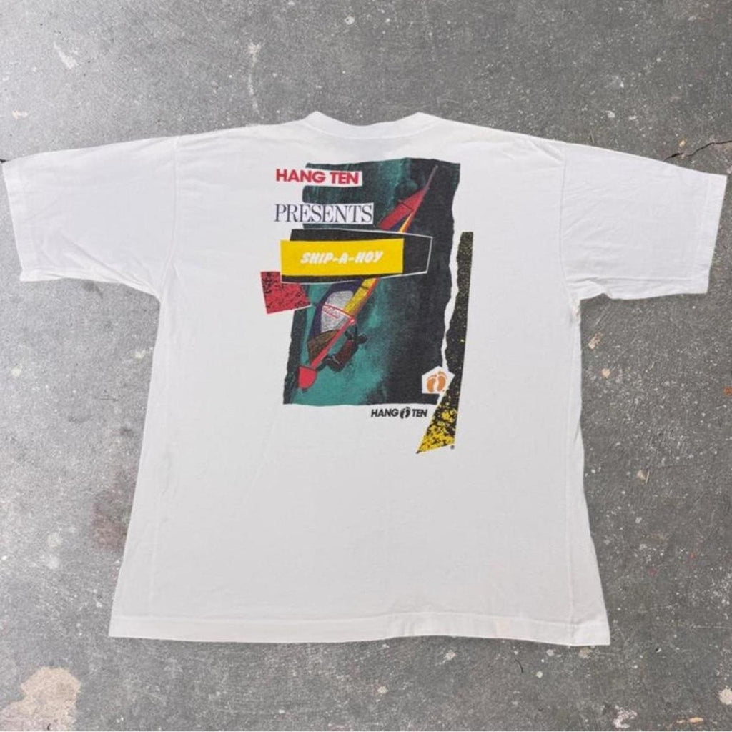 1990s Hang Ten Ship-A-Hoy Windsurf Graphic T Shirt | XL
