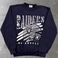 1990s Los Angeles Raiders Crewneck Sweatshirt Black NFL Graphic | Youth M 10-12