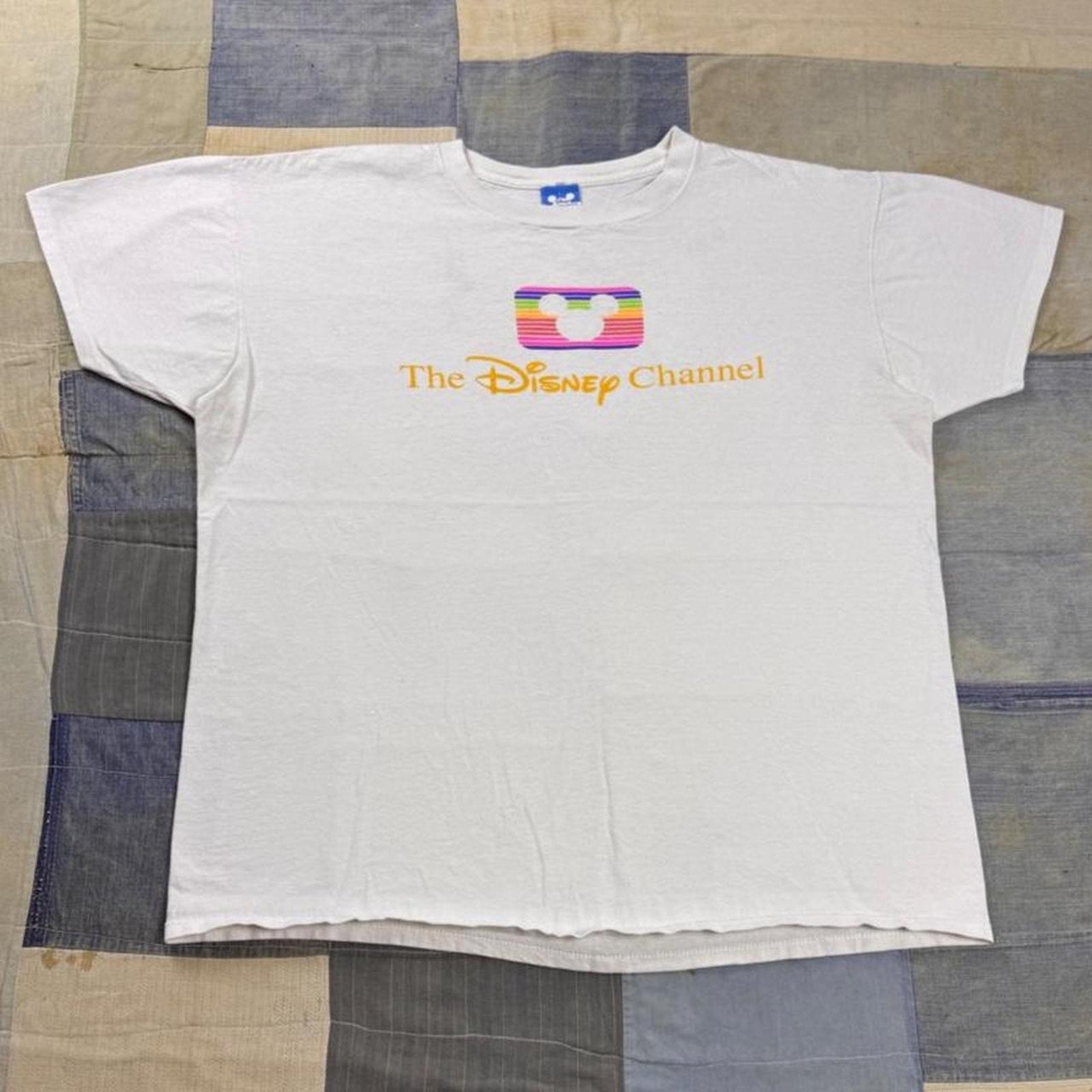 1980s Disney Channel Rainbow Mickey Logo Tee | XL