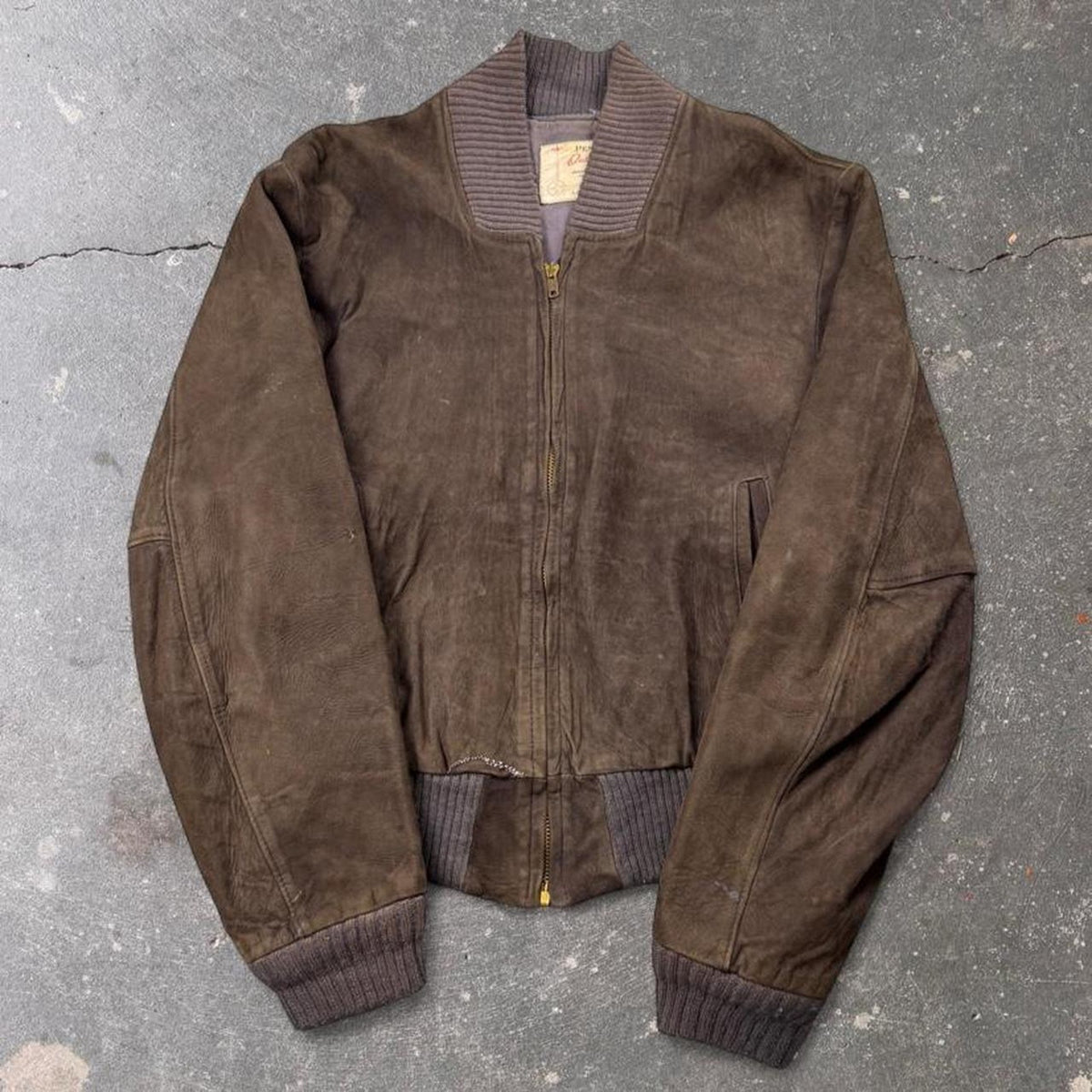 1950s Penney's Outerwear Leather Bomber Jacket | Small