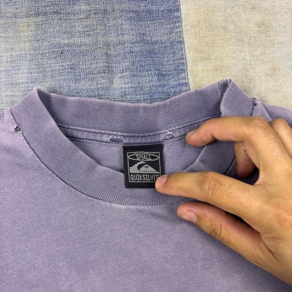 1990s Quiksilver Silver Edition Surf Logo Tee Purple | Small