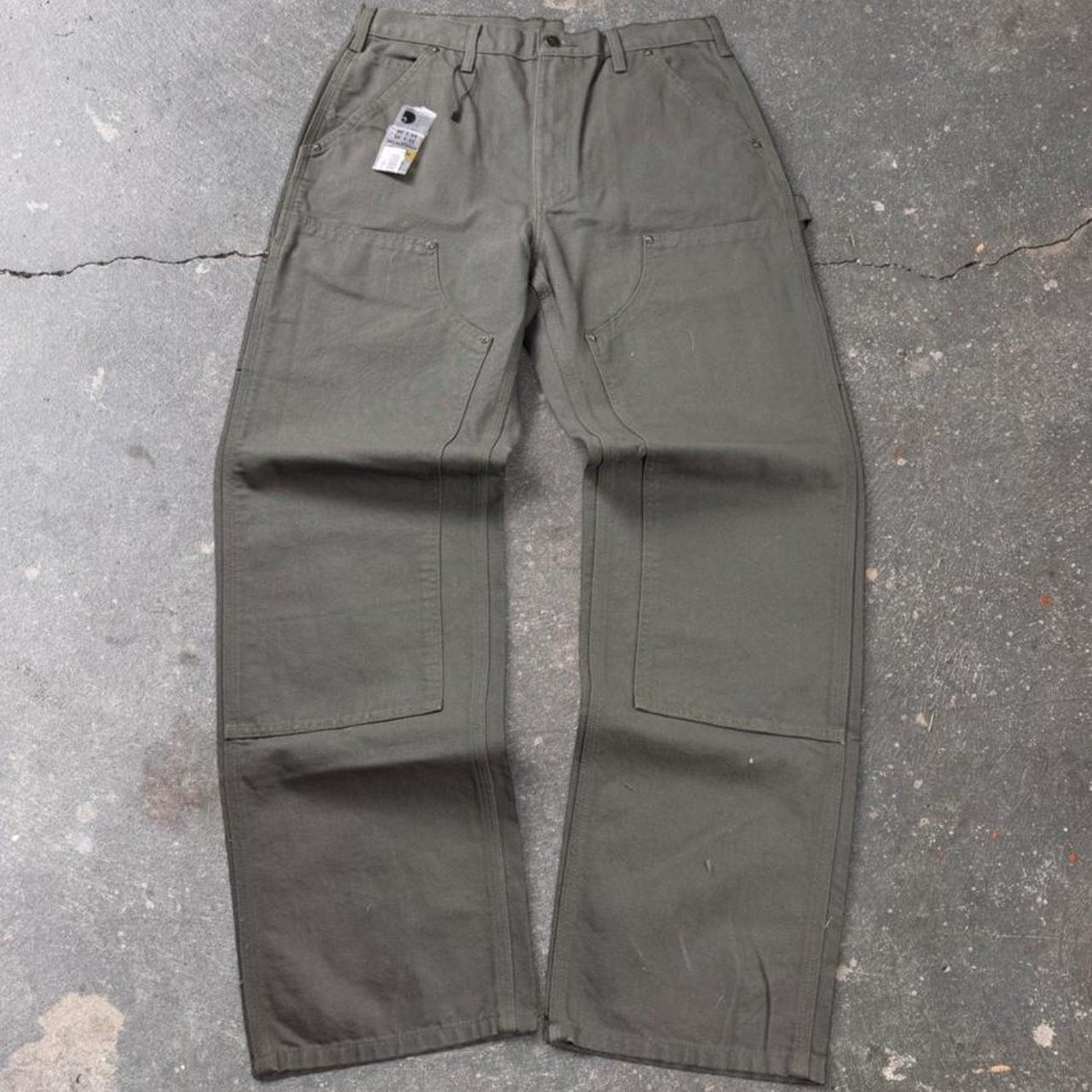 2000s Carhartt Moss Green Double Knee Carpenter Pants New With Tags | 30x32