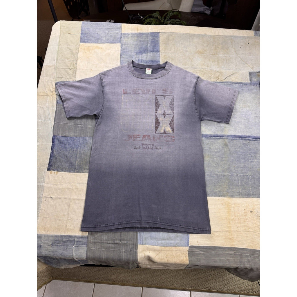 Vintage 1994 Levi's Jeans Graphic T Shirt USA Faded Gray Single Stitch XL Faded
