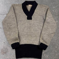 1950s Guaranteed 100% All Wool Two Tone Shawl Collar Sweater | Medium
