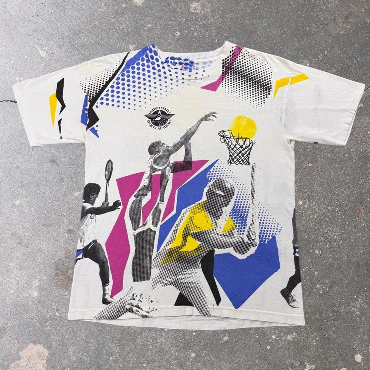 1990s United States Sports Academy All Over Print Sports Tee | Large