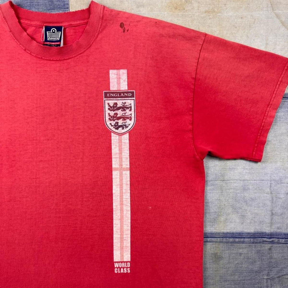 2000s Admiral England World Class Three Lions Soccer Tee Red | XL