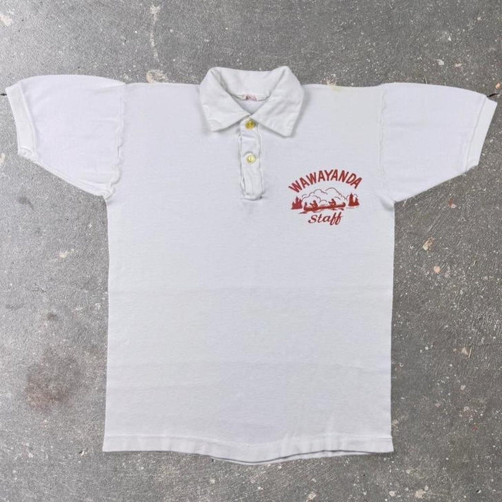 1960s Champion Wawayanda Staff Camp Polo Shirt White | Medium