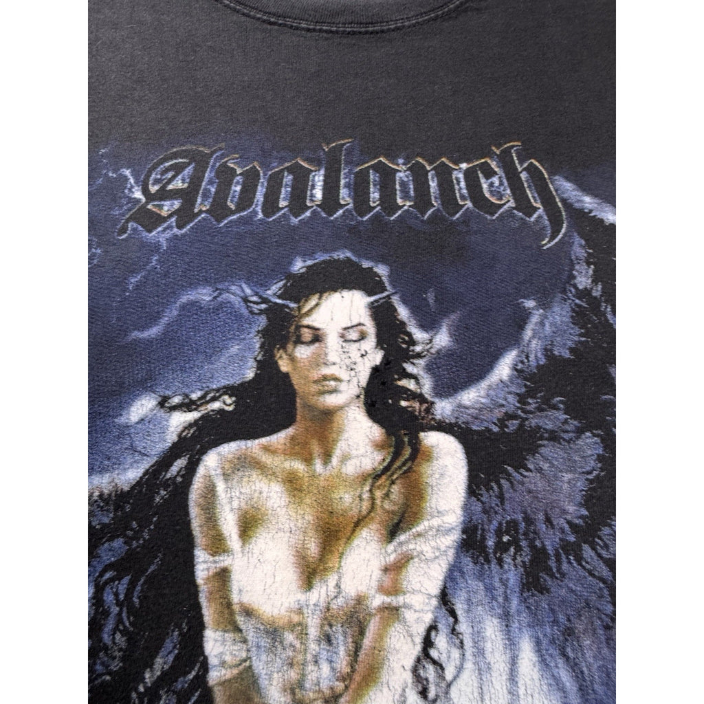 Vintage 2003 Avalanche Band T Shirt Gothic Angel Metal Rock Graphic Tee Black XL