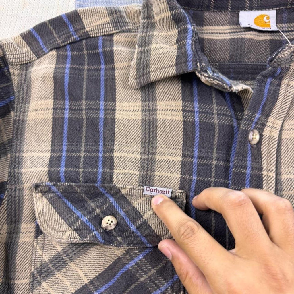 2000s Carhartt Distressed Plaid Flannel Shirt | XL