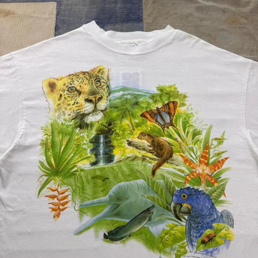 1990s Hanes The Vanishing Rainforest Wildlife Graphic Tee | XL