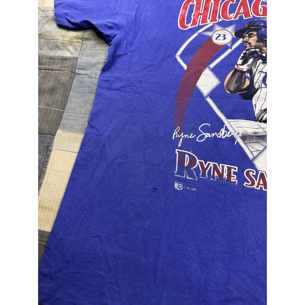 Vintage Nutmeg Mills Chicago Cubs Ryne Sandberg MLB T Shirt XL Made USA 90s