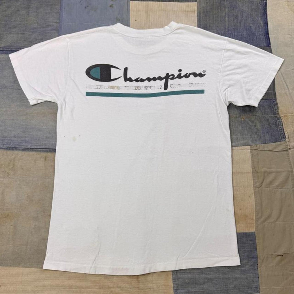 1990s Champion U.S.A. Spell Out Double-Sided Graphic Tee | Medium