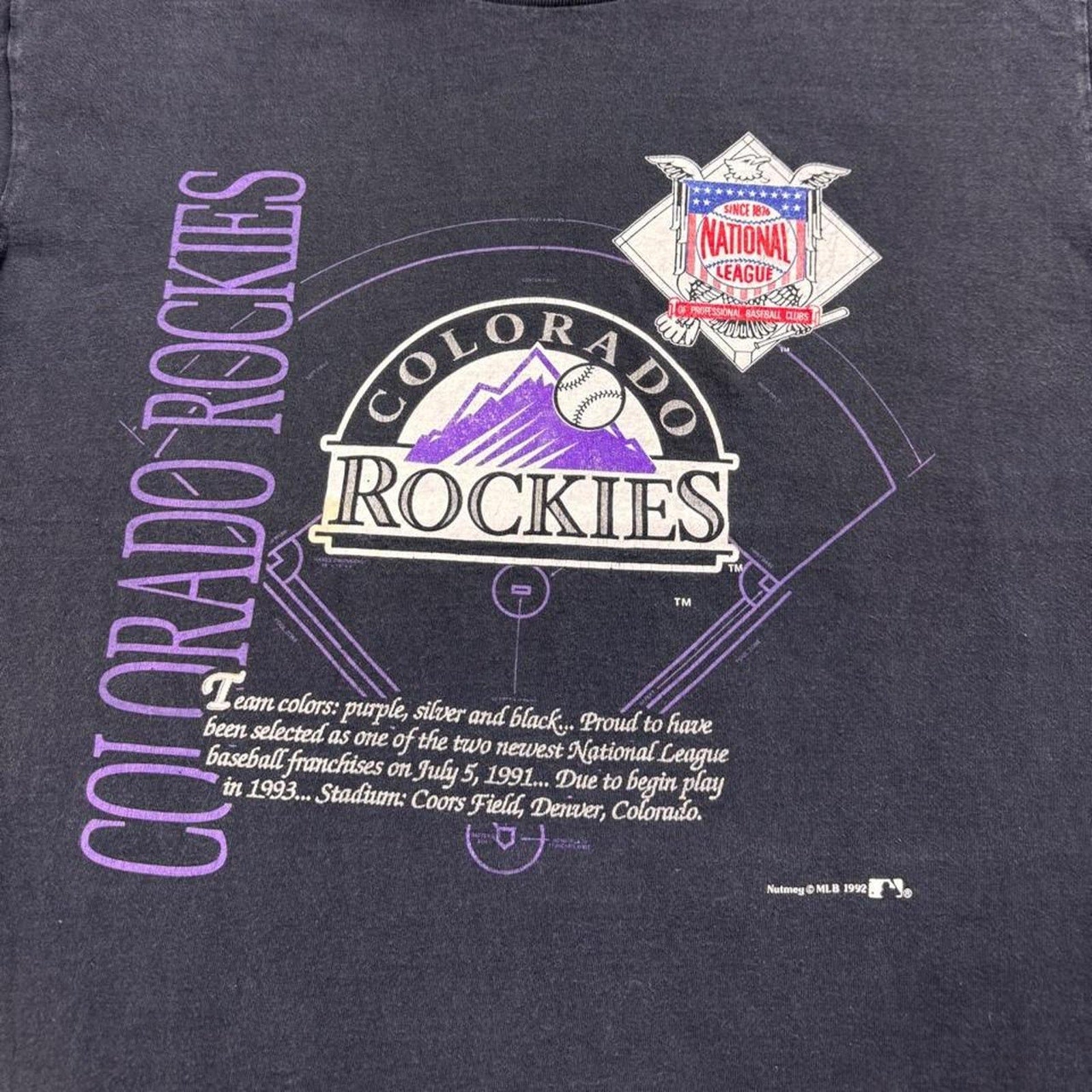 1992 Colorado Rockies Inaugural Season Nutmeg Mills MLB Tee | XL