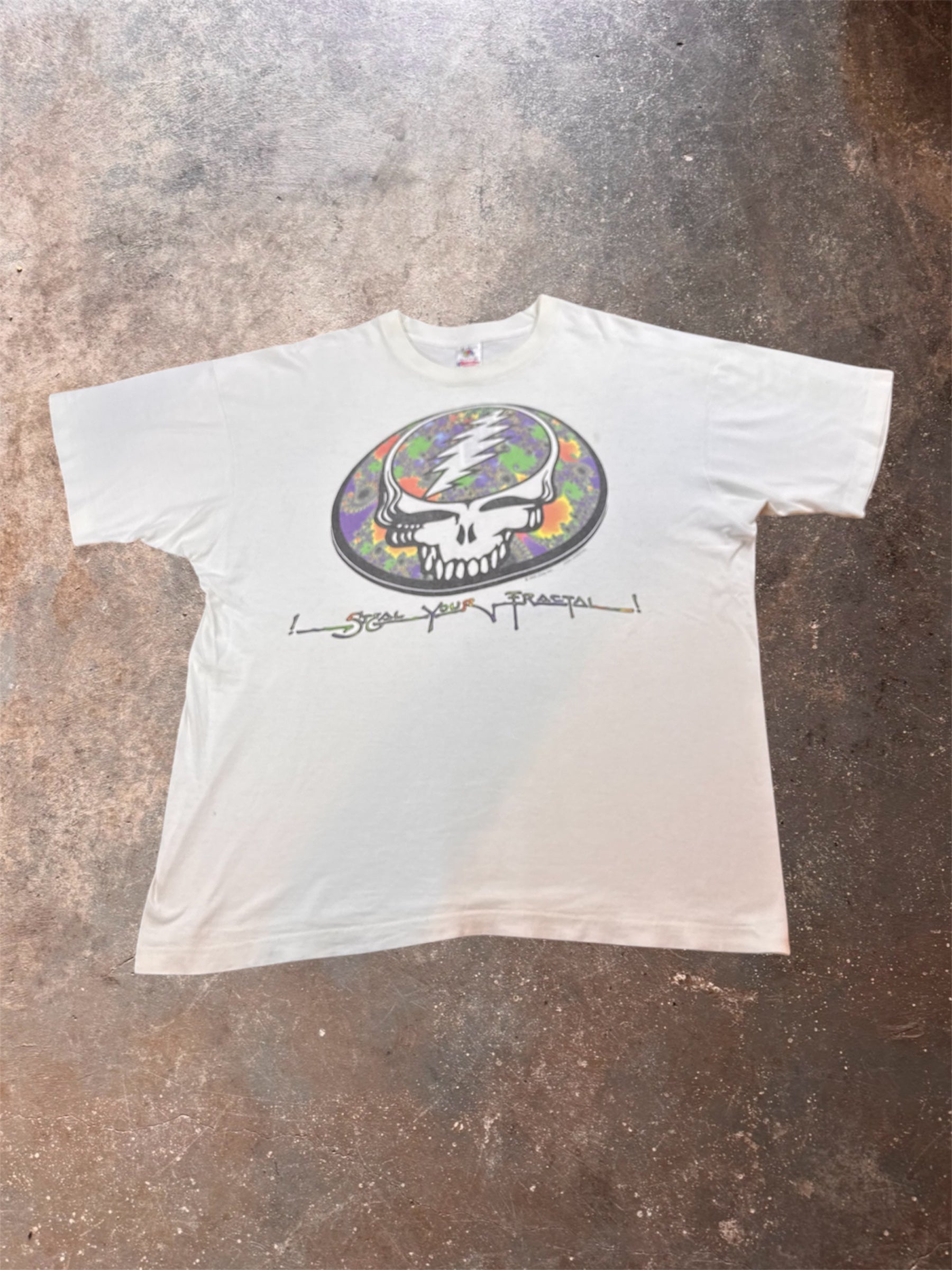 1990s Grateful Dead Fractal White T Shirt | XL