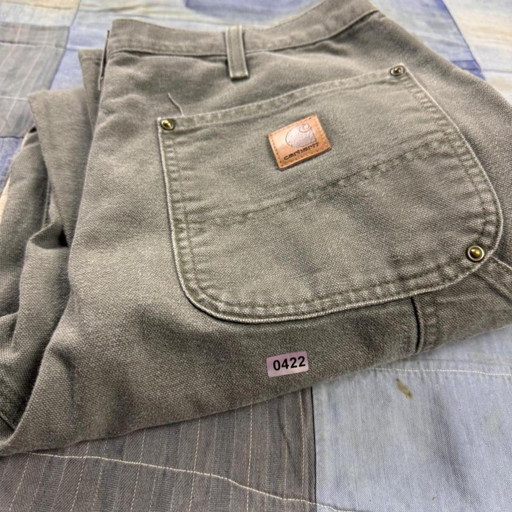 2000s Carhartt B136 Moss Green Double Knee Carpenter Pants | 32x32