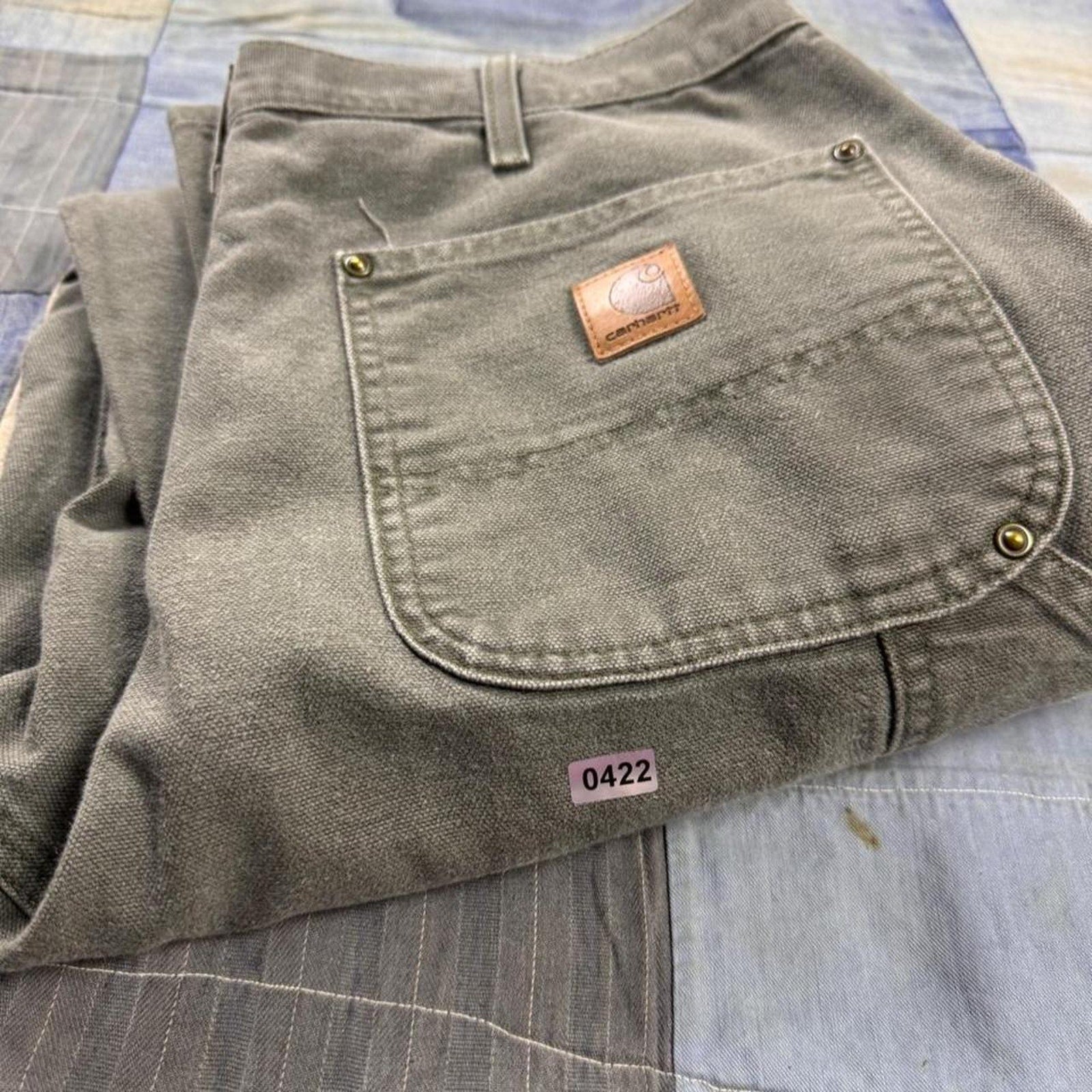 2000s Carhartt B136 Moss Green Double Knee Carpenter Pants | 32x32