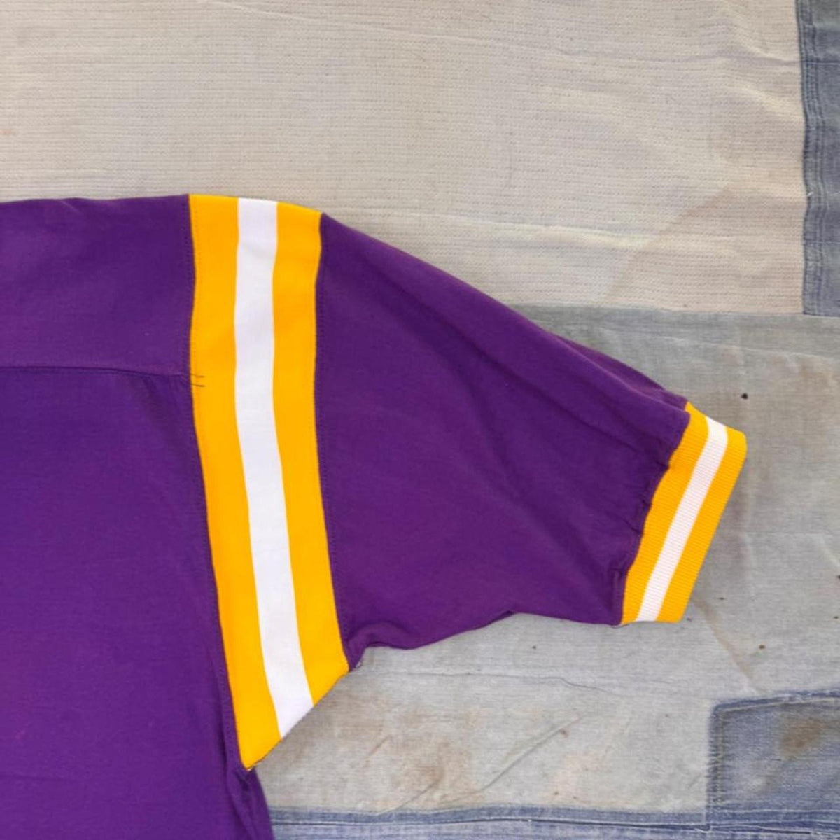 1970s Russell Athletic Purple Gold Football Jersey Tee Made in USA XL