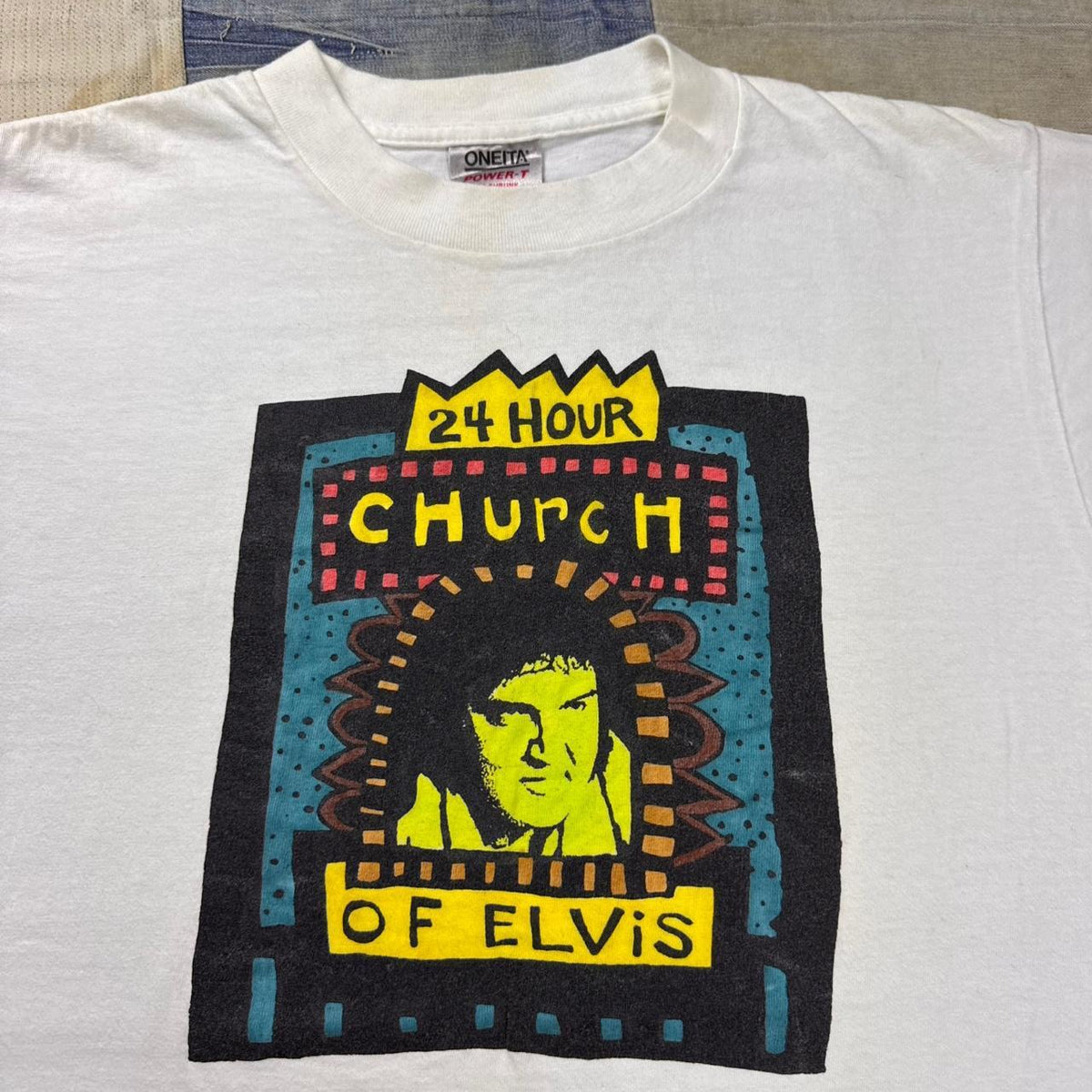 1990s 24 Hour Church Of Elvis Graphic Tee | Large