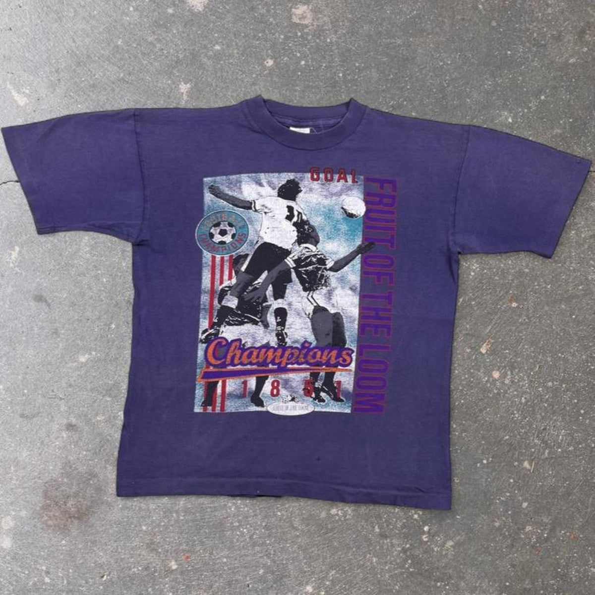 1990s Fruit of the Loom Soccer Champions Graphic Tee | Youth Extra Large