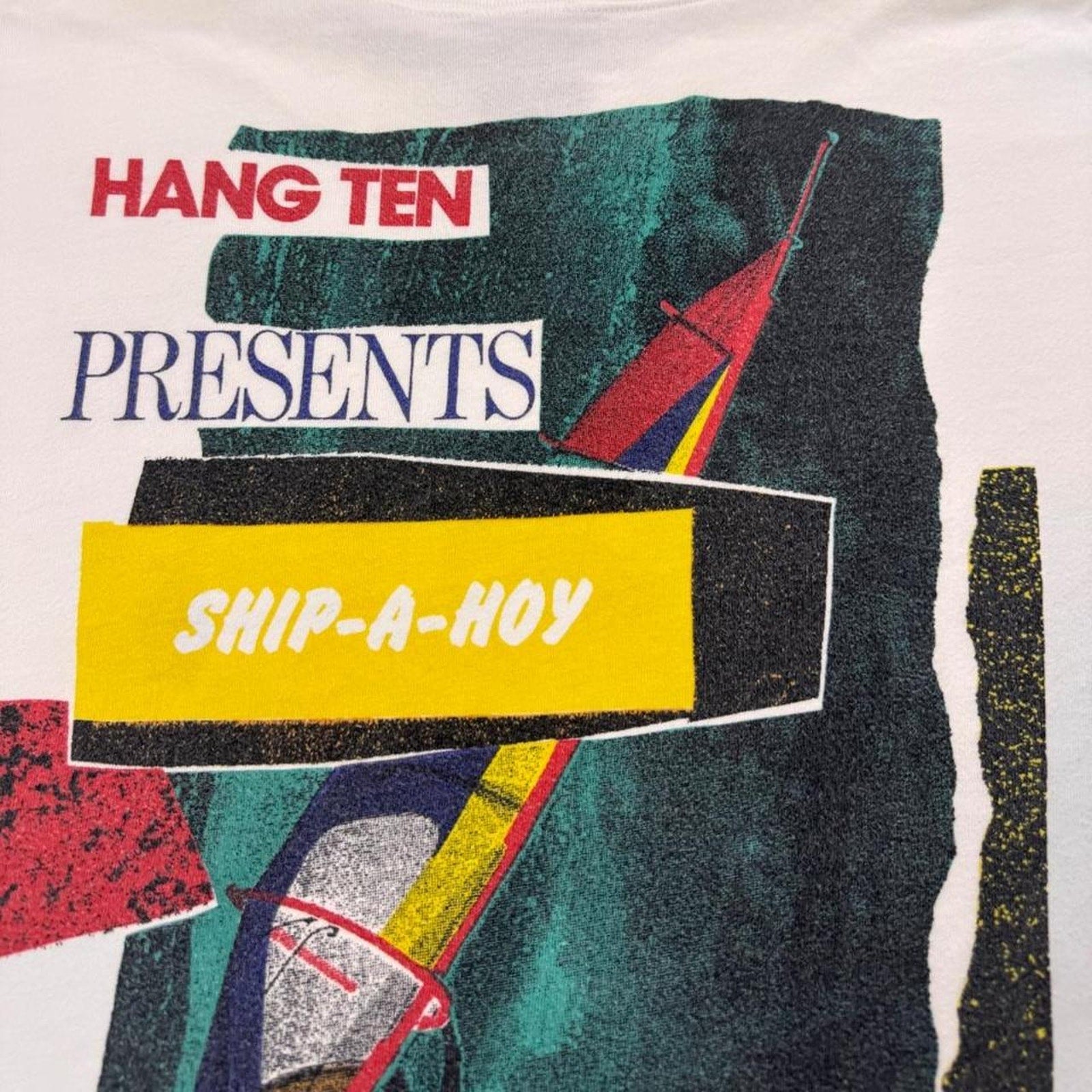 1990s Hang Ten Ship-A-Hoy Windsurf Graphic T Shirt | XL